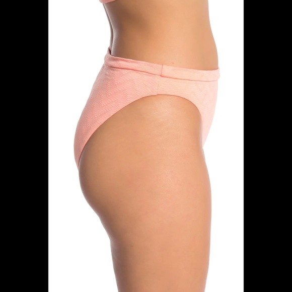 NEW Becca Chevron French Cut Bikini Bottoms in Salmon Pink [‎ Medium ] - Picture 4 of 12